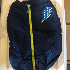 Navy zip fleeced lined jacket for dogs, multiple sizes
